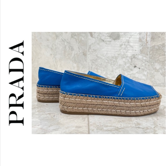 Prada Shoes - PRADA 39.5 Espadrilles Electric Blue NWOT